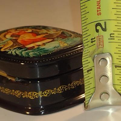 Pair of Hand Painted Lacquer Trinket Boxes