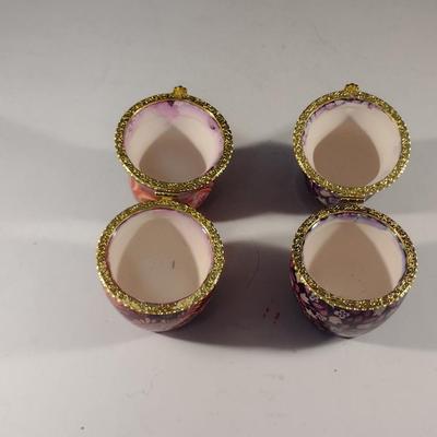 Pair of Porcelain Nesting Doll Design Hinged Trinket Boxes- Approx 3 3/4" Tall