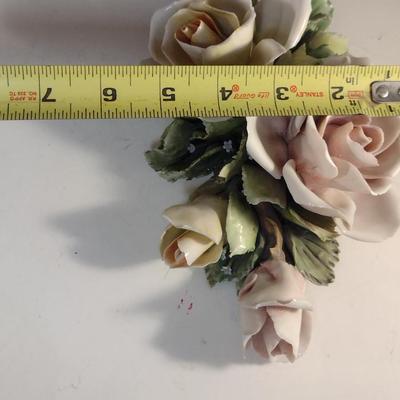 Capodimonte Porcelain Roses- Approx 11 1/2" x 5 1/4"