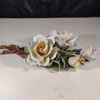 Capodimonte Porcelain Roses- Approx 11 1/2" x 5 1/4"