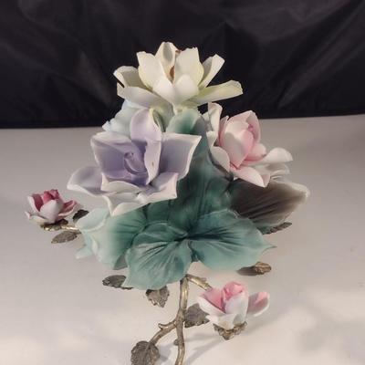 Porcelain Roses with Metal Feet- Approx 6 3/4" Tall