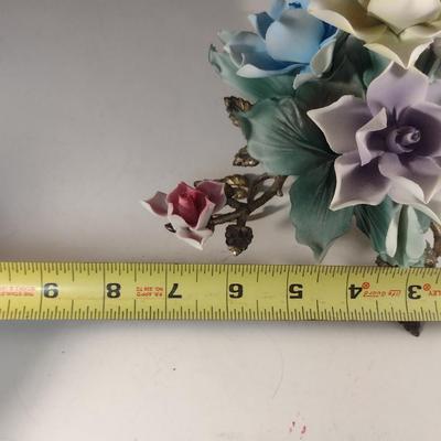 Porcelain Roses with Metal Feet- Approx 6 3/4" Tall