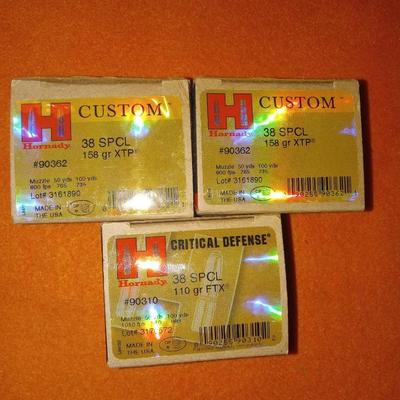 Hornady 38 spec ammo 3 boxes 1 bid