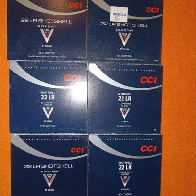 6 boxes cci 22 shot shells #12