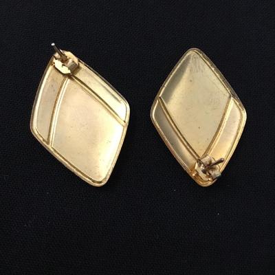 Vintage enameled, diamond shape, stud earrings