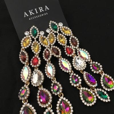 Gorgeous, multi colored rhinestone statement earrings