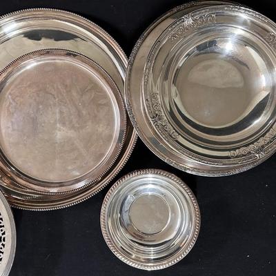 Lot of silver-plate trays & bowls