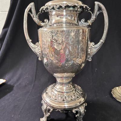 Silver plate footed coffee urn