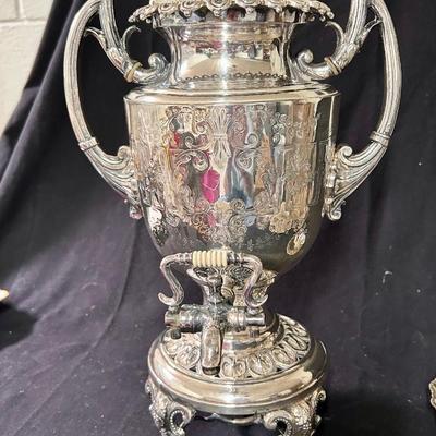 Silver plate footed coffee urn