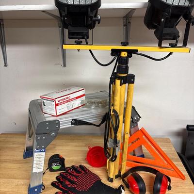Stepladder, lights, misc
