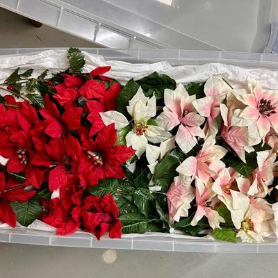 Tub of artificial foliage (mostly holiday)