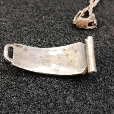 NATIVE AMERICAN MADE SILVER & TURQUOISE WATCH BAND AND PENDANT ON SILVER CHAIN