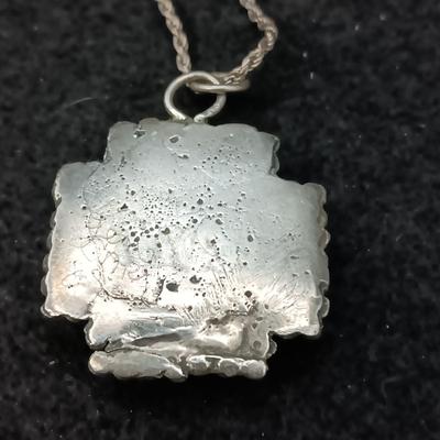NATIVE AMERICAN MADE SILVER & TURQUOISE WATCH BAND AND PENDANT ON SILVER CHAIN