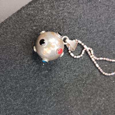 VERY UNIQUE NATIVE MADE STERLING SILVER ENCLOSED BELL ON A STERLING CHAIN