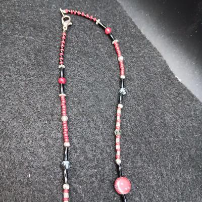 STERLING HEART PENDANT W/CORAL STONE AND BEADED NECKLACE W/STERLING PENDANT
