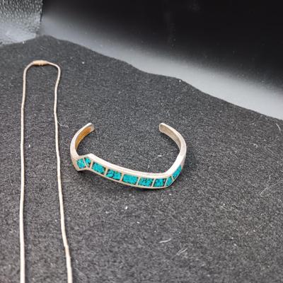 TURQUOISE AND STERLING BRACELET AND NECKLACE