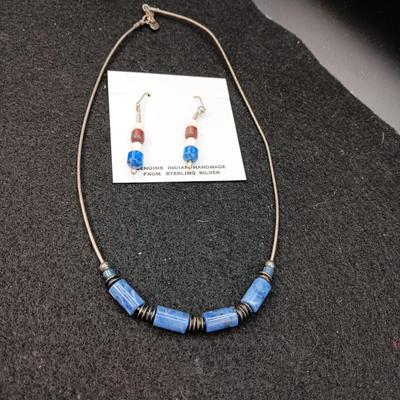 BEADED STERLING EARRINGS AND NECKLACE