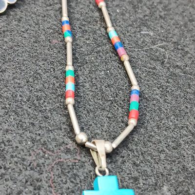 STERLING PIN AND BEADED STERLING NECKLACE