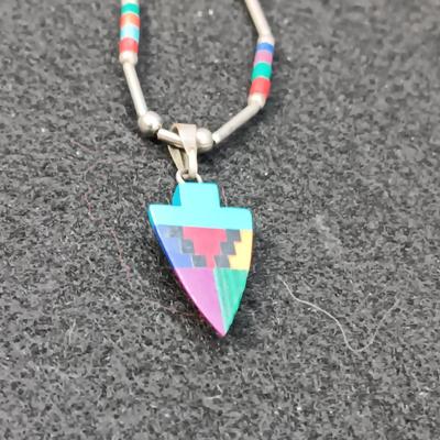 STERLING PIN AND BEADED STERLING NECKLACE