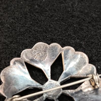STERLING PIN AND BEADED STERLING NECKLACE