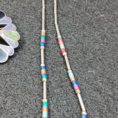 STERLING PIN AND BEADED STERLING NECKLACE