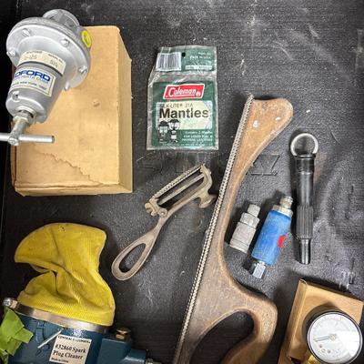 Spark, plug cleaner, files, gauges, and motor