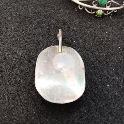 STERLING SILVER BRACELET AND PENDANT WITH STONES
