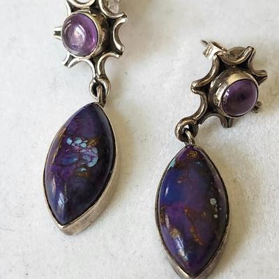 2 Pair of Purple Turquoise Earrings