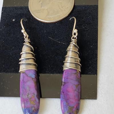 2 Pair of Purple Turquoise Earrings
