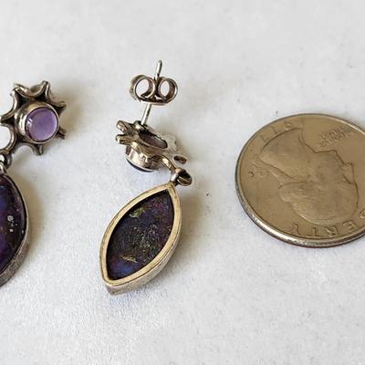 2 Pair of Purple Turquoise Earrings