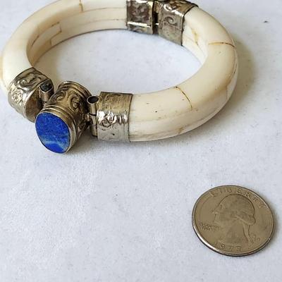 Bone and Lapis Lazuli Bracelet
