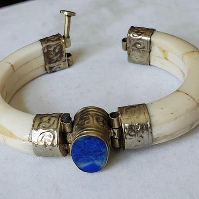 Bone and Lapis Lazuli Bracelet