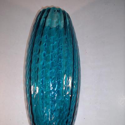 Vintage Twisted Stem Pedestal Art Glass Vase - Possibly Empoli- Approx 15" Tall