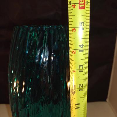 Vintage Twisted Stem Pedestal Art Glass Vase - Possibly Empoli- Approx 15" Tall