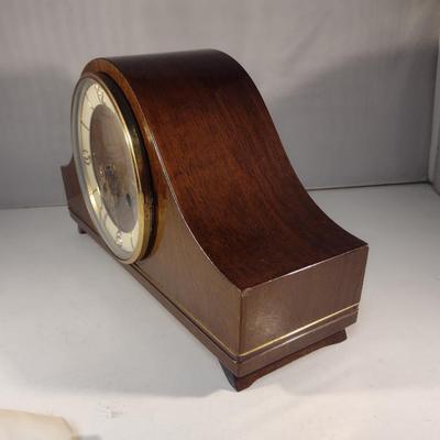 Wood Case Humpback Mantle Clock- Battery Operated