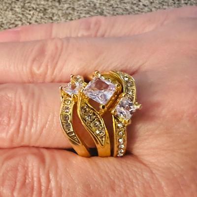 Gold Tone 3 Piece Ring Set