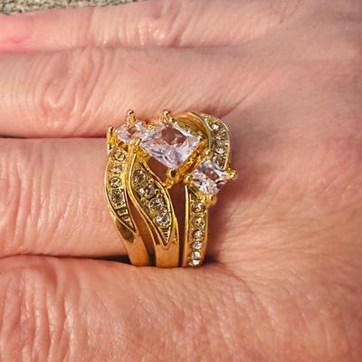 Gold Tone 3 Piece Ring Set