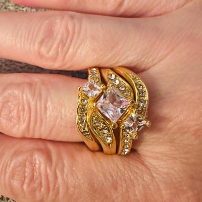 Gold Tone 3 Piece Ring Set