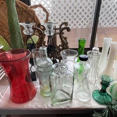 Green glass and decor 