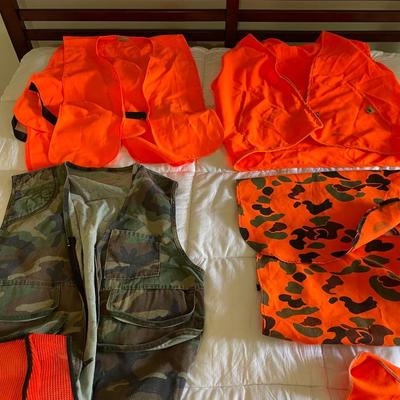 Lot of Orange Hunting Safety Vests
