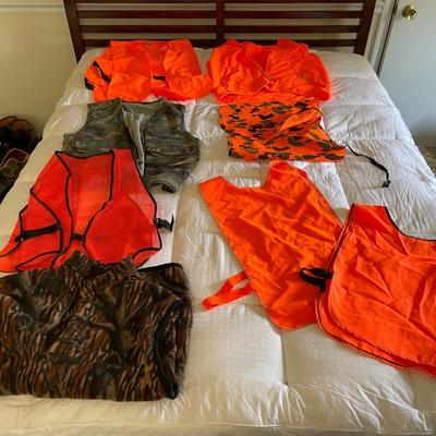 Lot of Orange Hunting Safety Vests