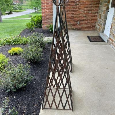 Pair of Wrought Iron Garden Obelisks