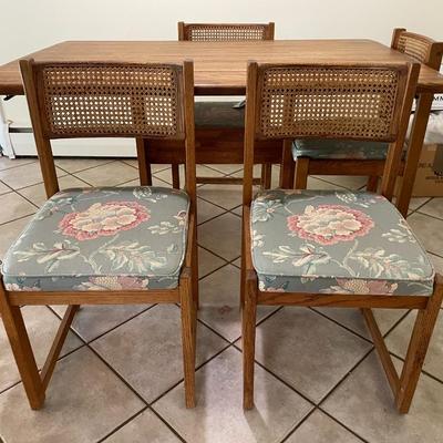 Sale Photo Thumbnail #295: Drop leaf down measures 54l x 27w x 30h and 40W when open. Chairs measure 17w x 17L x 25h.
