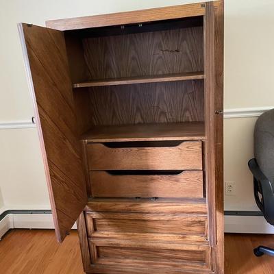 Sale Photo Thumbnail #498: 4 drawers. 2 open shelving. Two doors opening the entire case. 19D x 36l x 64.5h