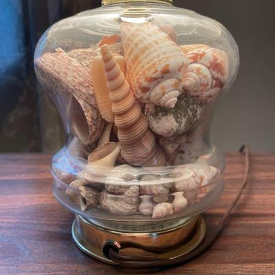 Seashell Filled Glass Table Lamp