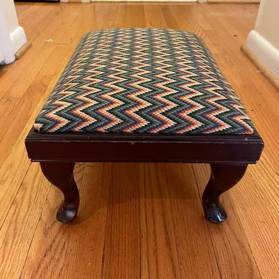 Antique Wood & Needlepoint Footstool