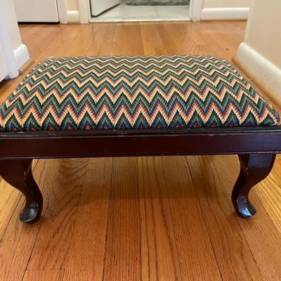 Antique Wood & Needlepoint Footstool