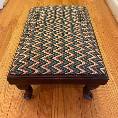 Antique Wood & Needlepoint Footstool