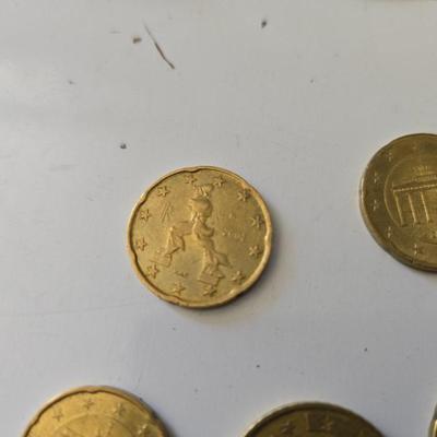 Euro Currency Lot – €25.91 Total with coin book - coin wrappers - and coin mounts