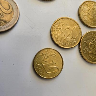 Euro Currency Lot – €25.91 Total with coin book - coin wrappers - and coin mounts